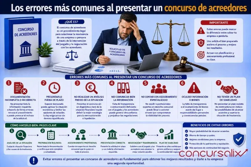 Los errores más comunes al presentar un concurso de acreedores