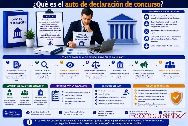 Qué es el auto de declaración de concurso
