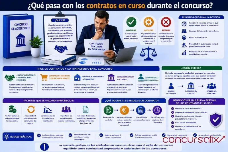 Qué pasa con los contratos en curso durante el concurso