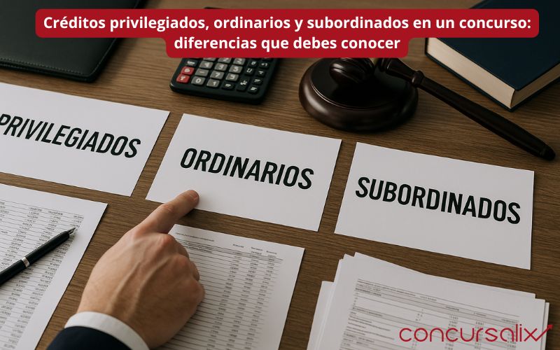 Créditos privilegiados, ordinarios y subordinados en un concurso
