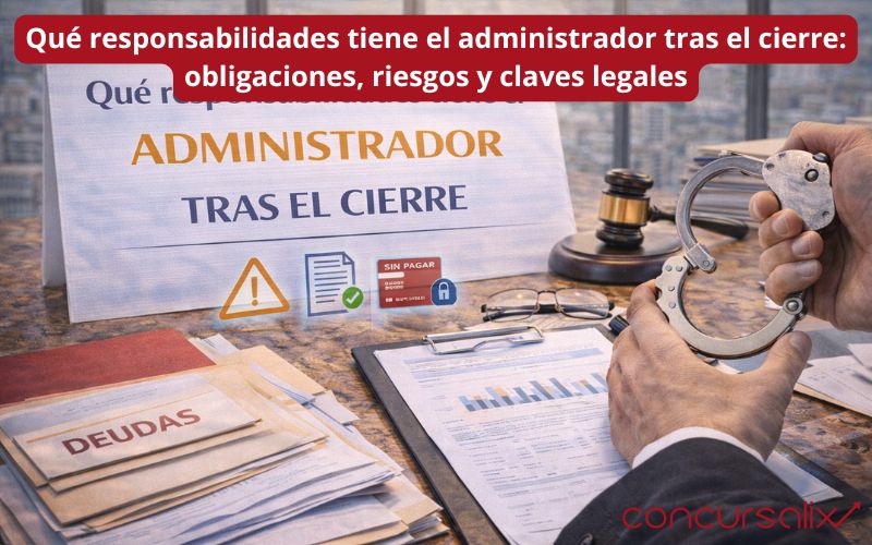 Qué responsabilidades tiene el administrador tras el cierre